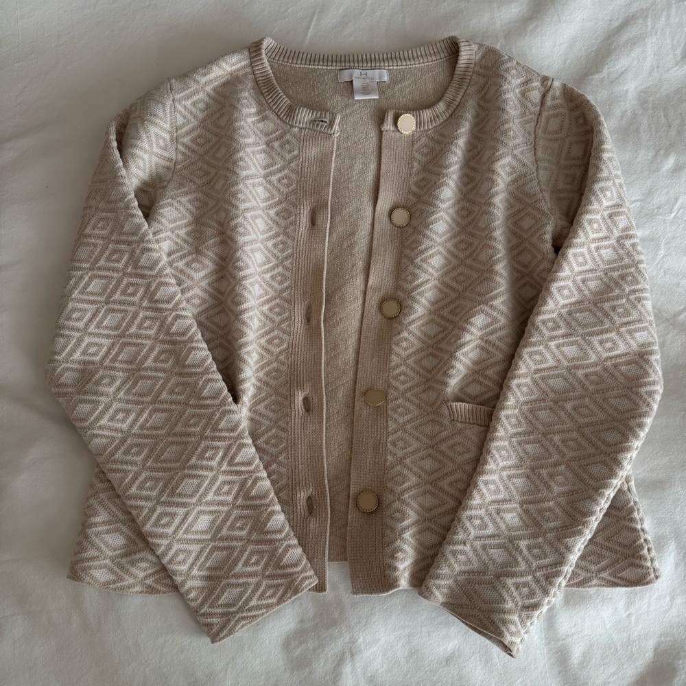 Beige Diamond Pattern Cardigan - Picture 4 of 8